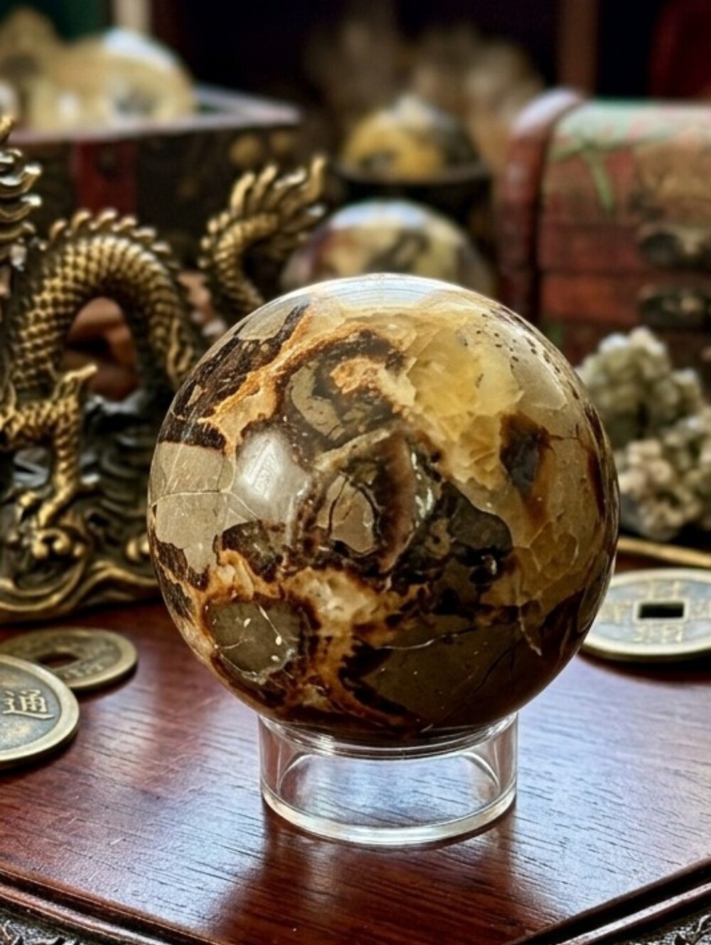 Polished Septarian Crystal Sphere